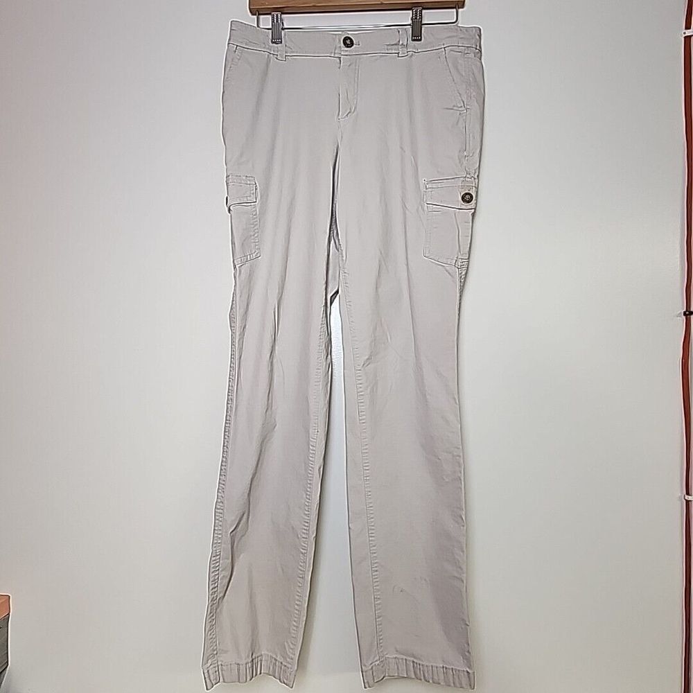 Eddie Bauer Cargo Pants Women's Tall 8 Light Gray Mid‎ Rise Casual Hiking -flaw